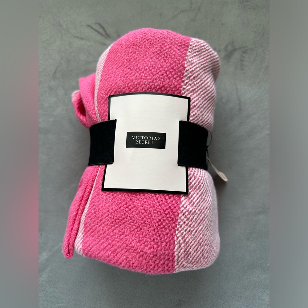 Victoria's Secret Pink Striped Fringe Throw